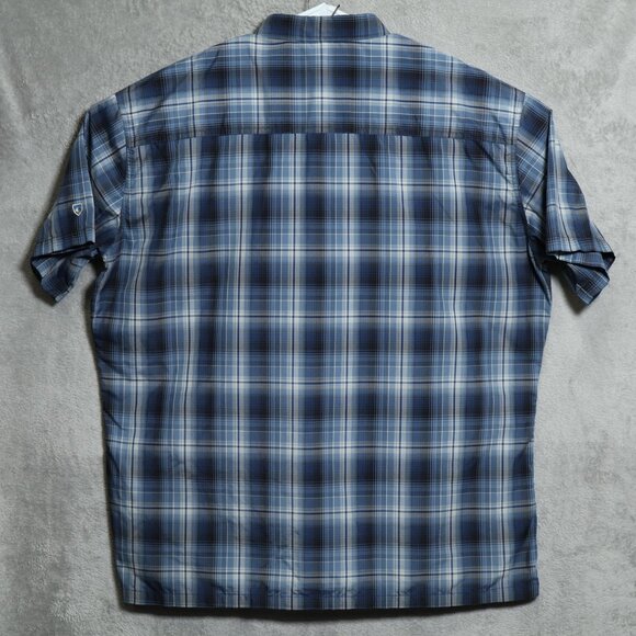 Kuhl Eluxur Shirt Mens 2XL Blue‎ Plaid Short Sleeve Outdoor Hiking Performance - Picture 6 of 12
